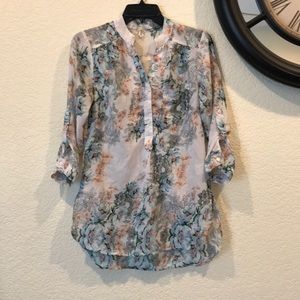 White & Blue Floral Shirt